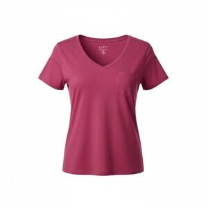 LOFT Vintage Soft V Neck Tee Women’s XS (0–2) Red Short Sleeve Pocket
